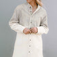 Gray Gradient Long Sleeve Button Up Raw Hem Denim Dress