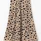 Khaki Leopard Spots Printed Split Hem Midi Skirt