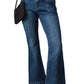 Blue High Waist Seam Stitching Pocket Flare Jeans