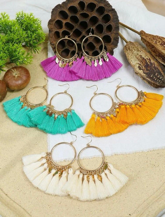 Set of 4 bright boho earrings