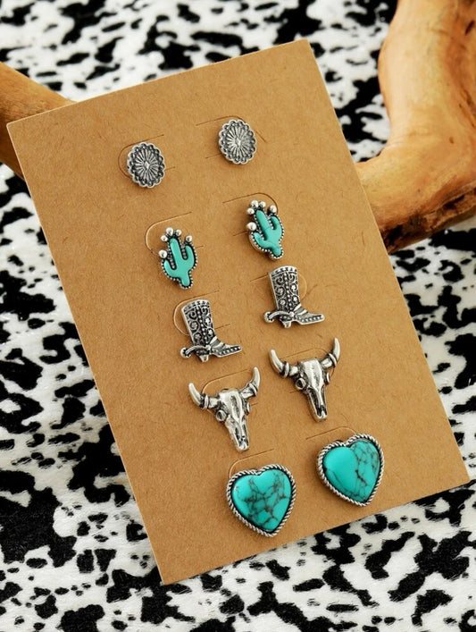 Set of 5 western earrings