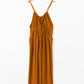 Chestnut Spaghetti Straps Waist Tie Wide Leg Jumpsuit with Pockets