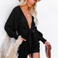 Tie Knot Puff Long Sleeve Romper