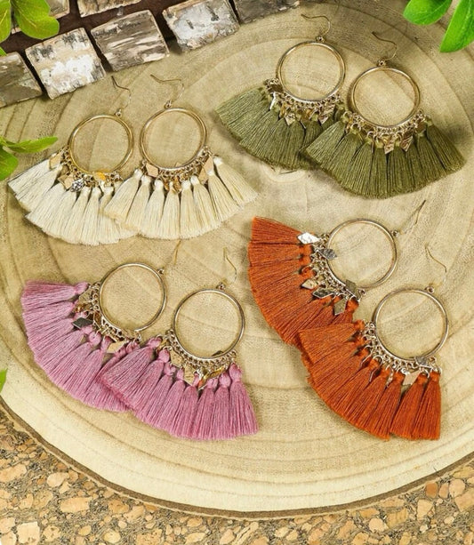 Set of 4 bright boho earrings