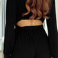 Black Cutout Back Belted V Neck Wide Leg Jumpsuit