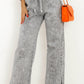 Medium Grey Drawstring Elastic Waist Wide Leg Jeans