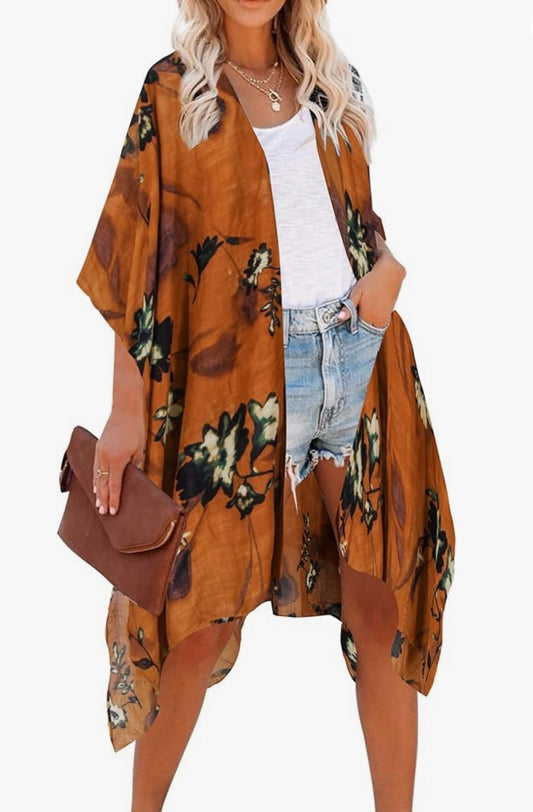 Falling For You Burnt Orange Kimono