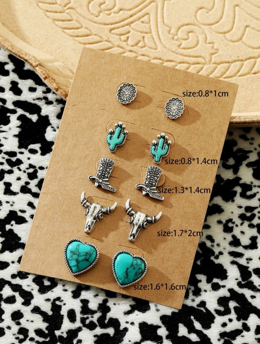 Set of 5 western earrings