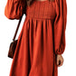 Rusty Deep Orange Textured Front Crochet Babydoll Dress