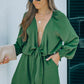 Tie Knot Puff Long Sleeve Romper