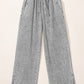 Medium Grey Drawstring Elastic Waist Wide Leg Jeans