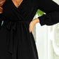 Black Cutout Back Belted V Neck Wide Leg Jumpsuit