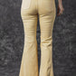 Khaki Raw Edge Mid Waist Flared Jeans