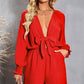 Tie Knot Puff Long Sleeve Romper