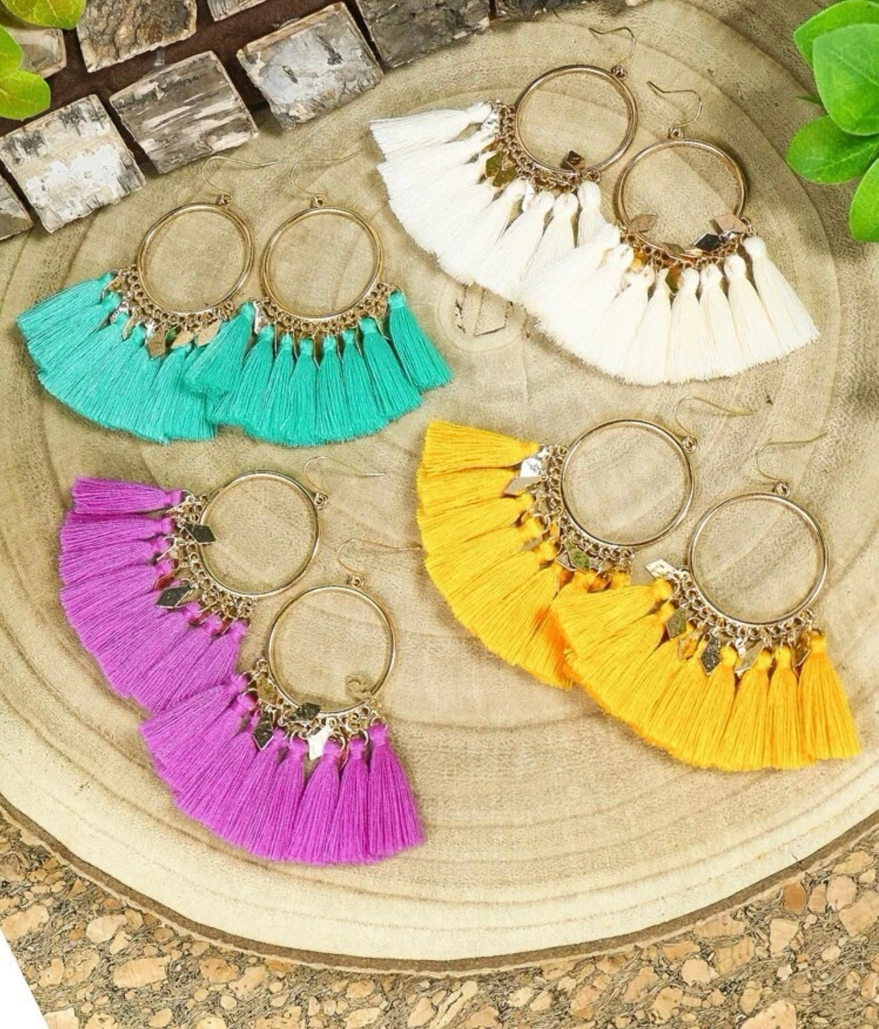 Set of 4 bright boho earrings