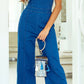 Blue Spaghetti Straps Notch V Denim Jumpsuit