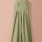 Green Asymmetric Thin Straps One-shoulder Wide Leg Jumpsuit