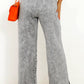 Medium Grey Drawstring Elastic Waist Wide Leg Jeans