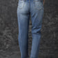 Sky Blue Open Knee Cutout Straight Leg Jeans