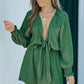 Tie Knot Puff Long Sleeve Romper