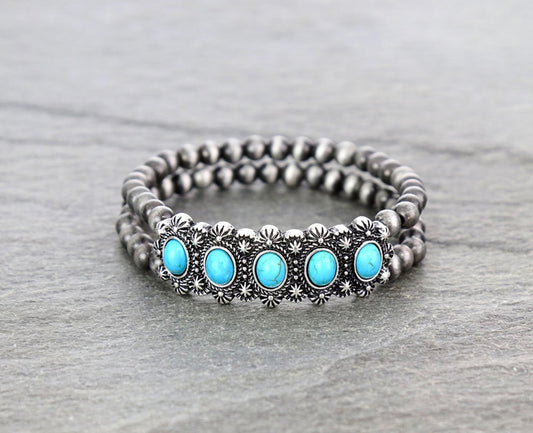 Stones Throw Pearl Turquoise Bracelet