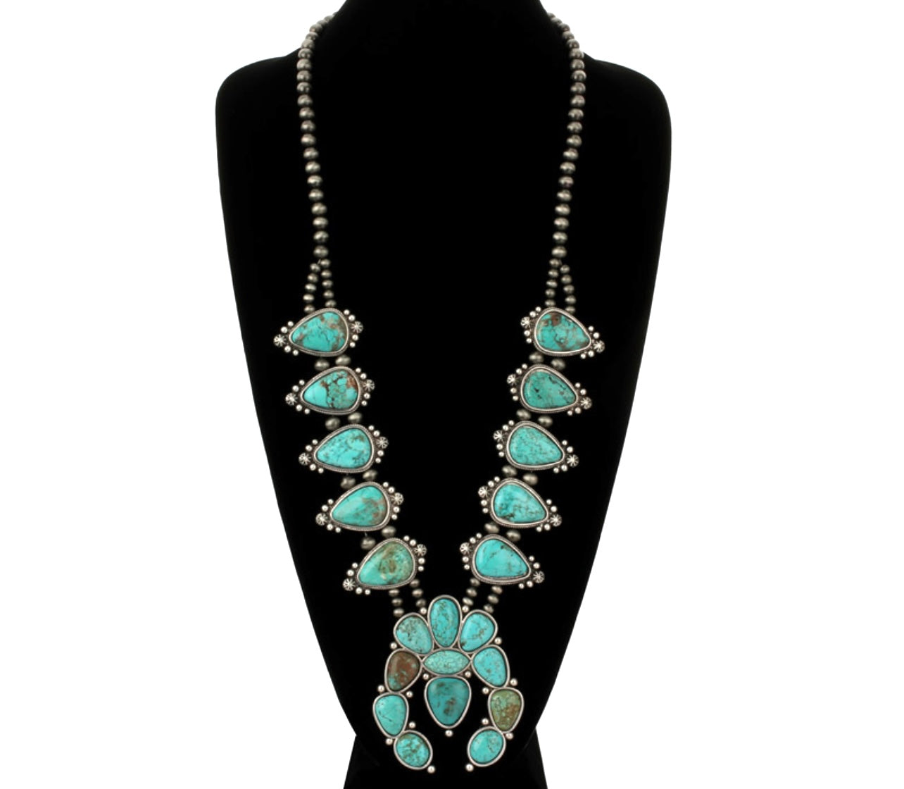 Oceans Turquoise Squash Blossom Necklace