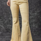 Khaki Raw Edge Mid Waist Flared Jeans