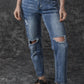 Sky Blue Open Knee Cutout Straight Leg Jeans