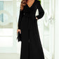 Black Cutout Back Belted V Neck Wide Leg Jumpsuit