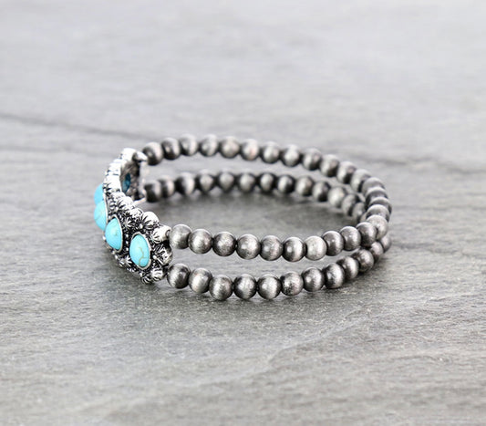 Stones Throw Pearl Turquoise Bracelet