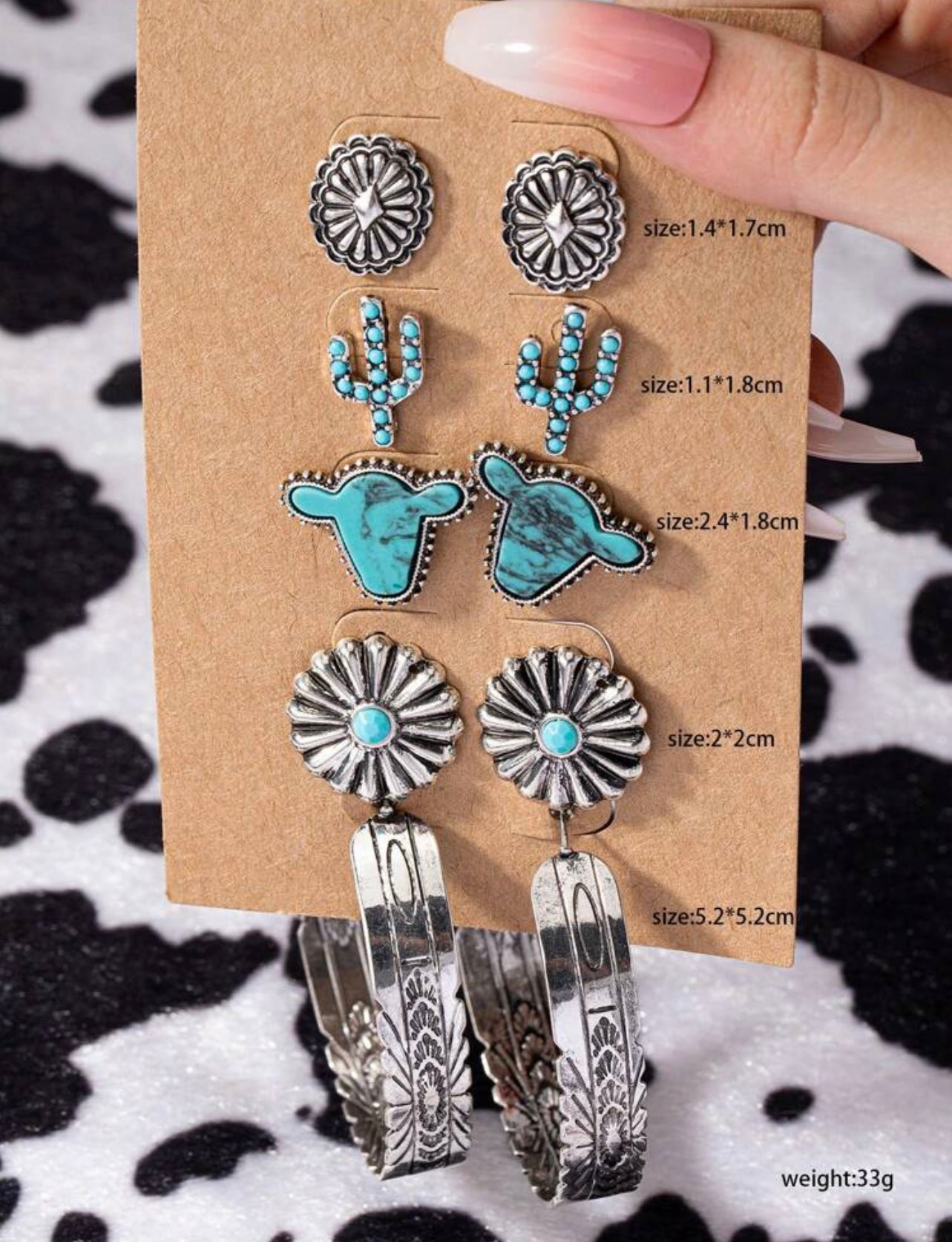 Set of 5 western earrings