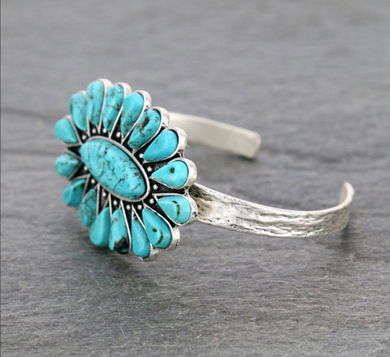 Flower Cuff Turquoise Bracelet