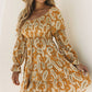 Yellow Boho Paisley Long Sleeve Floral Dress