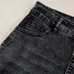 Black High Waist Multi Buttons Raw Edge Denim Shorts