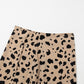 Khaki Leopard Spots Printed Split Hem Midi Skirt