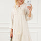 Khaki Lattice Texture Lace Splicing Tassel Tie Dress