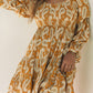 Yellow Boho Paisley Long Sleeve Floral Dress