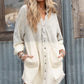 Gray Gradient Long Sleeve Button Up Raw Hem Denim Dress