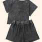 Black Acid Washed Short Lounge Set