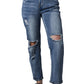 Sky Blue Open Knee Cutout Straight Leg Jeans