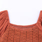 Rusty Deep Orange Textured Front Crochet Babydoll Dress