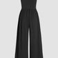 Black Cinched Waist Sleeveless Wide Leg Jumpsuit