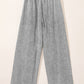 Medium Grey Drawstring Elastic Waist Wide Leg Jeans