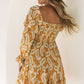 Yellow Boho Paisley Long Sleeve Floral Dress