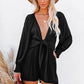 Tie Knot Puff Long Sleeve Romper