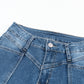 Blue High Waist Seam Stitching Pocket Flare Jeans