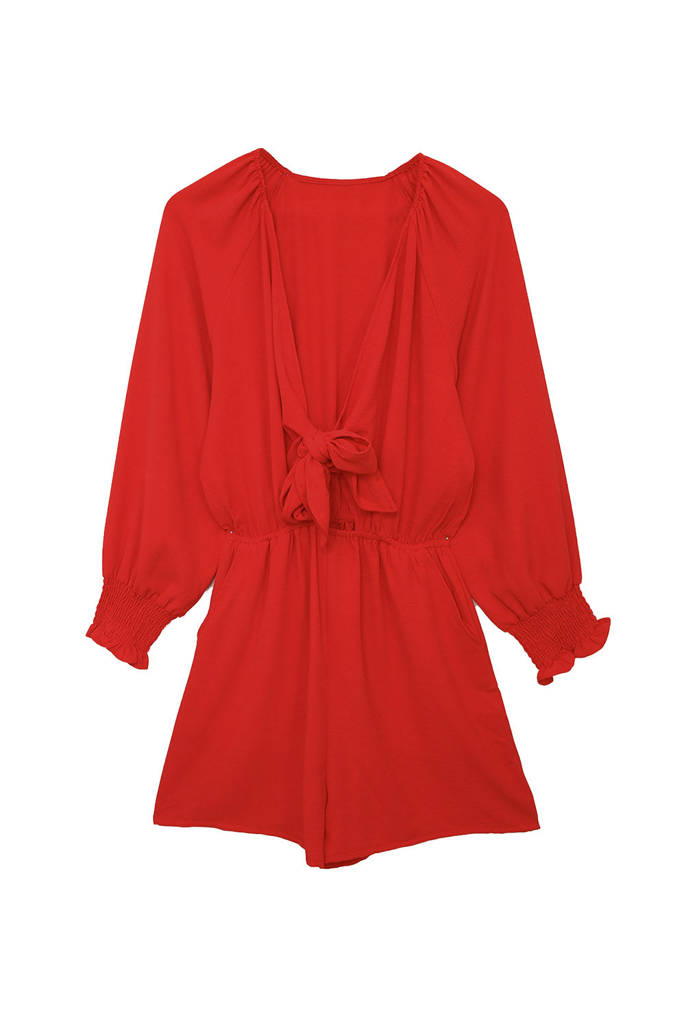 Tie Knot Puff Long Sleeve Romper