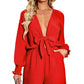 Tie Knot Puff Long Sleeve Romper