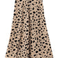 Khaki Leopard Spots Printed Split Hem Midi Skirt