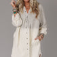 Gray Gradient Long Sleeve Button Up Raw Hem Denim Dress